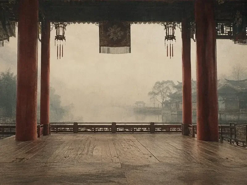红尘影院 · 青芜老戏台 红尘影院起点:江南老戏台台口的磨损木纹